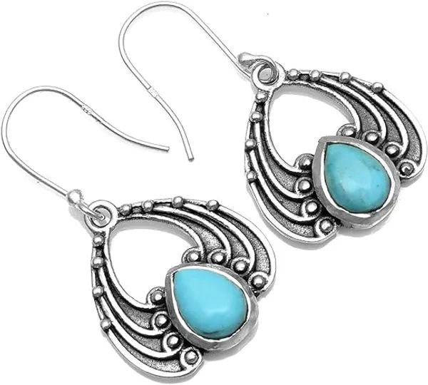 925_Sterling_Silver_Handmade_Dangle_Drop_Earrings_with_Natural_Turquoise_Boho_Vintage_Filigree_Statement_Jewelry_for_Women