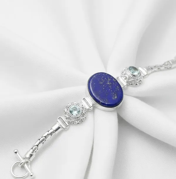 JEWEL_UP_BY_SARITA_925_Sterling_Silver_Gemstone_Bracelet_for_Women_Natural_Amethyst_Lapis_Lazuli_Turquoise_&_Teal_Matrix_Turquoise_Handmade_Adjustable_Link_Bracelet_for_Her_7_Inch_To_8_Inch