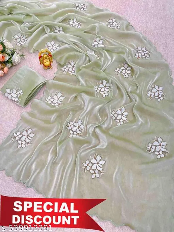 Designer_Rani_Partywear_Saree_With_White_Sequin_Flowers