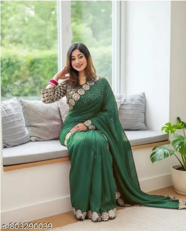 Womens_Chinon_Silk_With_Bandhej_Gotta_Work_Beautiful_Saree_With_Unstitched_Blouse