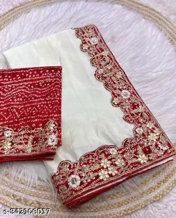 Premium_Mirror_Work_Saree_In_Georgette_Fabric_With_Matching_Blouse_Piece