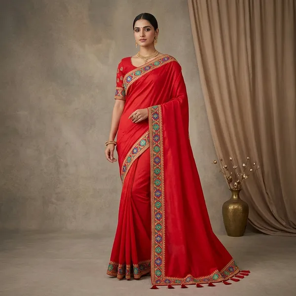 Kolva_Creation_Womens_Chinon_Mirror_Work_Bordered_Crushed_Saree_With_Blouse_Piece_Rama