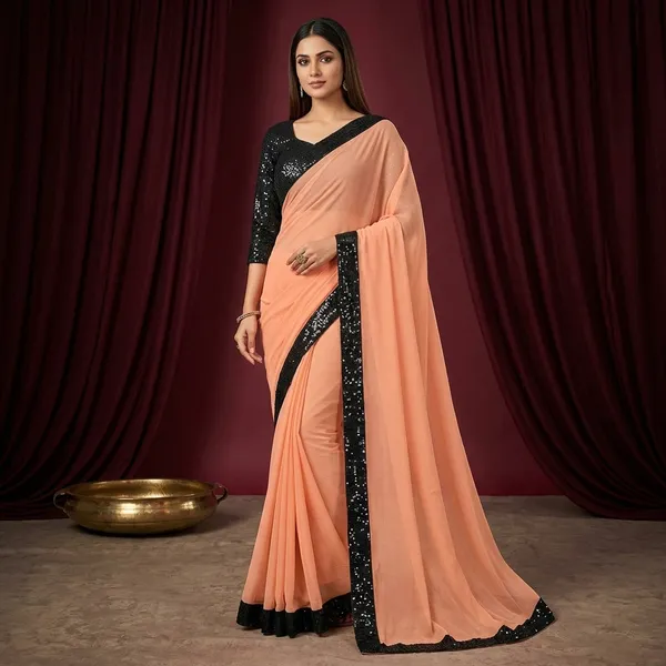 Trendy_Mirror_Embellished_Saree_For_Women_Elegant_Party_Wedding_Look