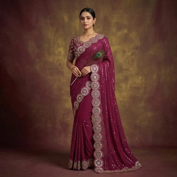 Stylish_Georgette_Sequance_Work_Saree_With_Designer_Blouse_Festive_Party_Wear