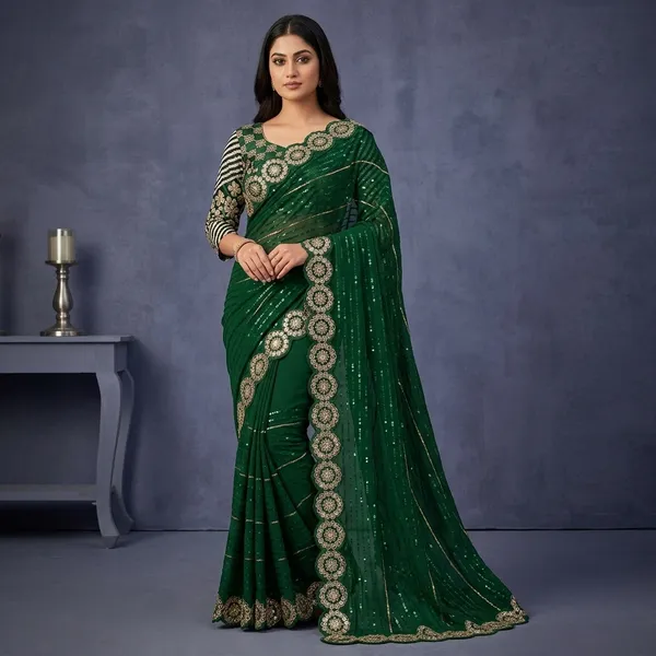 Womens_Chinon_Silk_With_Bandhej_Gotta_Work_Beautiful_Saree_With_Unstitched_Blouse