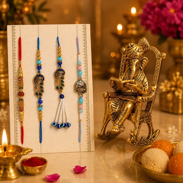Chhariya_Crafts_Bhaiya_Bhabhi_Bhaiya_Bhabhi_Rakhi_Combo_Gift_Set_1_Metal_Lord_Ganesha_Reading_Ramayana_on_Chair,_Chawal_Roli_Pack,_1_Designer_Lumba_Rakhi_For_Bhabhi,_1_Designer_Rakhi_For_Bhaiya_Brother,_2_Extra_Rakhi_)_Gold_Finish,_Assorted,_Plastic_(PVC),_Pearl,_Kundan_Rakhi,_Showpiece,_Chawal_Roli_Pack__Set_(1_Metal_Ganesh_Idol_Sitting_On_Chair,_Chawal_Roli_Pack,_1_Designer_Lumba_Rakhi_For_Bhabhi,_1_Designer_Rakhi_For_Bhaiya_Brother,_2_Extra_Rakhi_))