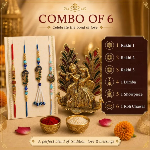 Chhariya_Crafts_Bhaiya_Bhabhi_Bhaiya_Bhabhi_Rakhi_Combo_Gift_Set_Assorted,_Kundan,_Pearl,_Mauli_Thread_Rakhi,_Showpiece,_Chawal_Roli_Pack,_Diya__Set_(1_Metal_Radha_Krishna_Idol_WIth_DIya_Plying_With_Flute,_Chawal_Roli_Pack,_1_Designer_Lumba_Rakhi_For_Bhabhi,_1_Designer_Rakhi_For_Bhaiya_Brother,_2_Extra_Rakhi_))