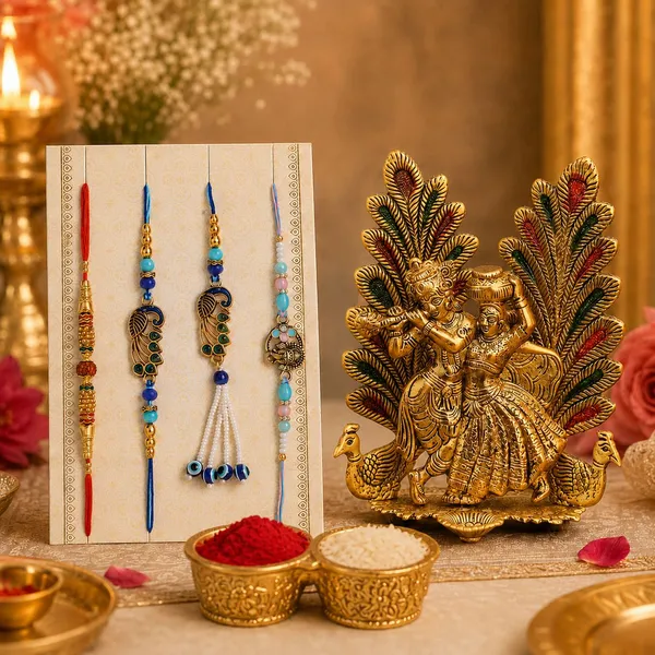Chhariya_Crafts_Bhaiya_Bhabhi_Bhaiya_Bhabhi_Rakhi_Combo_Gift_Set_Assorted,_Kundan,_Pearl,_Mauli_Thread_Rakhi,_Showpiece,_Chawal_Roli_Pack,_Diya__Set_(1_Metal_Radha_Krishna_Idol_WIth_DIya_Plying_With_Flute,_Chawal_Roli_Pack,_1_Designer_Lumba_Rakhi_For_Bhabhi,_1_Designer_Rakhi_For_Bhaiya_Brother,_2_Extra_Rakhi_))