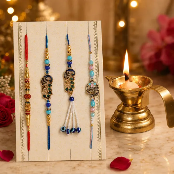 Chhariya_Crafts_Bhaiya_Bhabhi_Bhaiya_Bhabhi_Rakhi_Combo_Gift_Set_Gold_Finish,_Assorted,_Plastic_(PVC),_Pearl,_Kundan_Rakhi,_Chawal_Roli_Pack,_Lumba,_Diya__Set_(1_Metal_Pan_Shape_Diya,_Chawal_Roli_Pack,_1_Designer_Lumba_Rakhi_For_Bhabhi,_1_Designer_Rakhi_For_Bhaiya_Brother,_2_Extra_Rakhi_))