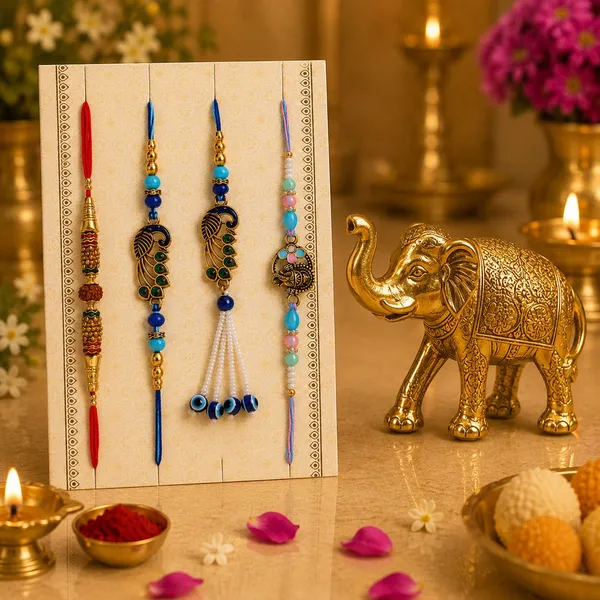 Chhariya_Crafts_Bhaiya_Bhabhi_Bhaiya_Bhabhi_Rakhi_Combo_Gift_Set_Gold_Finish,_Assorted,_Kundan,_Plastic_(PVC),_Pearl,_Zardosi_Rakhi,_Showpiece,_Chawal_Roli_Pack__Set_(1_Metal_Elephant_Showpieces_GIft,_Chawal_Roli_Pack,_1_Designer_Lumba_Rakhi_For_Bhabhi,_1_Designer_Rakhi_For_Bhaiya_Brother,_2_Extra_Rakhi_))