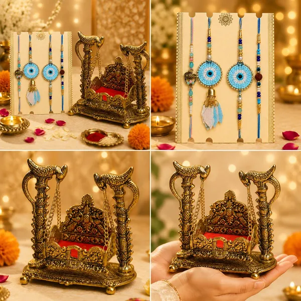 Chhariya_Crafts_Bhaiya_Bhabhi_Bhaiya_Bhabhi_Rakhi_Combo_Gift_Set_Assorted,_Gold_Finish,_Jute,_Pearl,_Plastic_(PVC),_Zardosi_Rakhi,_Showpiece,_Chawal_Roli_Pack__Set_(1_Metal_Krishna_Jhula_For_Janmashtami,_Chawal_Roli_Pack,_1_Designer_Lumba_Rakhi_For_Bhabhi,_1_Designer_Rakhi_For_Bhaiya_Brother,_2_Extra_Rakhi_))