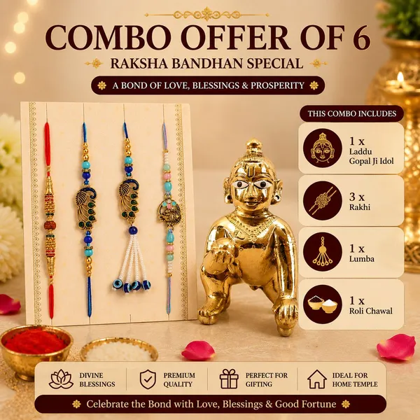 Chhariya_Crafts_Bhaiya_Bhabhi_Bhaiya_Bhabhi_Rakhi_Combo_Gift_Set_Assorted,_Gold_Finish,_Kundan,_Mauli_Thread,_Pearl,_Zardosi_Rakhi,_Chawal_Roli_Pack,_Showpiece,_Lumba__Set_(1_Metal_Krishna_Idol_Plying_With_Flute,_Chawal_Roli_Pack,_1_Designer_Lumba_Rakhi_For_Bhabhi,_1_Designer_Rakhi_For_Bhaiya_Brother,_2_Extra_Rakhi)
