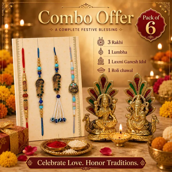 Chhariya_Crafts_Bhaiya_Bhabhi_Bhaiya_Bhabhi_Rakhi_Combo_Gift_Set_Assorted,_Gold_Finish,_Pearl,_Plastic_(PVC),_Kundan_Rakhi,_Showpiece,_Chawal_Roli_Pack__Set_(4_Rakhi,1_Metal_Laxmi_Ganesh_With_Diya,Roli_Chawal)