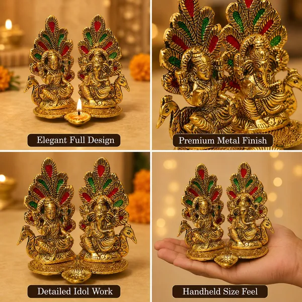 Chhariya_Crafts_Bhaiya_Bhabhi_Bhaiya_Bhabhi_Rakhi_Combo_Gift_Set_Assorted,_Gold_Finish,_Pearl,_Plastic_(PVC),_Kundan_Rakhi,_Showpiece,_Chawal_Roli_Pack__Set_(4_Rakhi,1_Metal_Laxmi_Ganesh_With_Diya,Roli_Chawal)