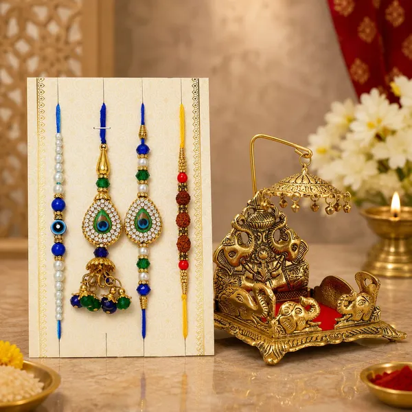 Chhariya_Crafts_Bhaiya_Bhabhi_Bhaiya_Bhabhi_Rakhi_Combo_Gift_Set_Assorted,_Gold_Finish,_Pearl,_Plastic_(PVC),_Kundan_Rakhi,_Showpiece,_Chawal_Roli_Pack__Set_(1_Metal_Krisna_Sihasan,_Chawal_Roli_Pack,_1_Designer_Lumba_Rakhi_For_Bhabhi,_1_Designer_Rakhi_For_Bhaiya_Brother,_2_Extra_Rakhi_))