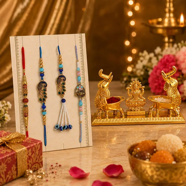 Chhariya_Crafts_Bhaiya_Bhabhi_Bhaiya_Bhabhi_Rakhi_Combo_Gift_Set_Assorted,_Gold,_Gold_Finish,_Kundan,_Mauli_Thread,_Pearl,_Zardosi_Rakhi,_Showpiece,_Chawal_Roli_Pack__Set_(1_Metal_Laxmi_Idol_With_Kumkum_Box_And_Elephant_Pair_Showpices,_Chawal_Roli_Pack,_1_Designer_Lumba_Rakhi_For_Bhabhi,_1_Designer_Rakhi_For_Bhaiya_Brother,_2_Extra_Rakhi_))