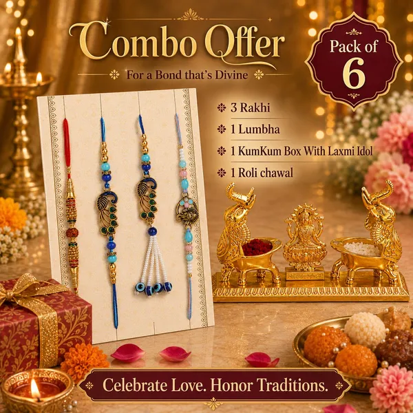Chhariya_Crafts_Bhaiya_Bhabhi_Bhaiya_Bhabhi_Rakhi_Combo_Gift_Set_Assorted,_Gold,_Gold_Finish,_Kundan,_Mauli_Thread,_Pearl,_Zardosi_Rakhi,_Showpiece,_Chawal_Roli_Pack__Set_(1_Metal_Laxmi_Idol_With_Kumkum_Box_And_Elephant_Pair_Showpices,_Chawal_Roli_Pack,_1_Designer_Lumba_Rakhi_For_Bhabhi,_1_Designer_Rakhi_For_Bhaiya_Brother,_2_Extra_Rakhi_))