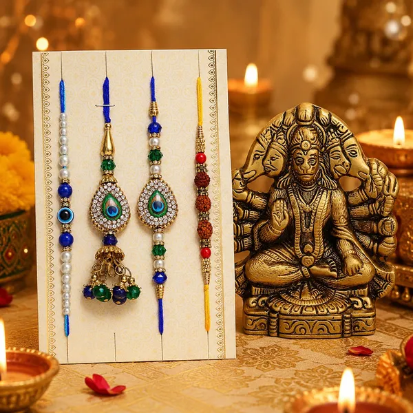 Chhariya_Crafts_Bhaiya_Bhabhi_Bhaiya_Bhabhi_Rakhi_Combo_Gift_Set_Assorted,_Gold_Finish,_Pearl,_Plastic_(PVC)_Rakhi,_Showpiece,_Chawal_Roli_Pack__Set_(4_Rakhi,Roli_Chawal,1_Metal_Panchmukhi_Hanuman_ji_Murti)