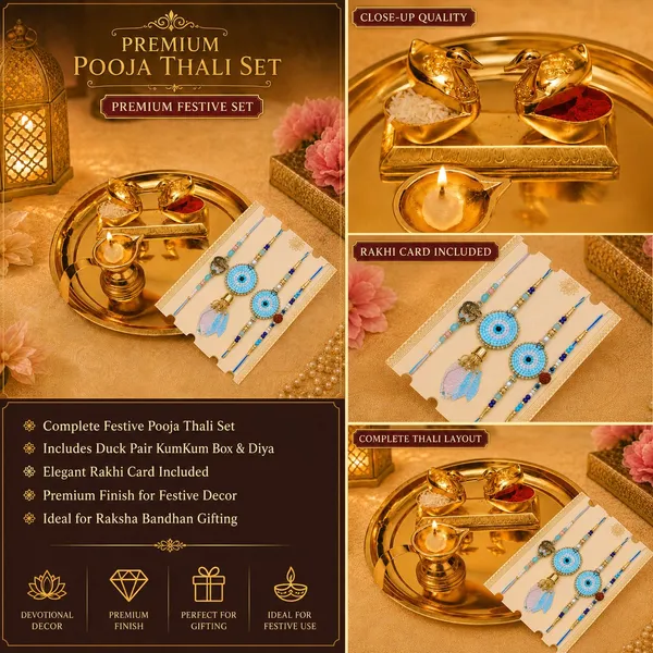 Chhariya_Crafts_Bhaiya_Bhabhi_Rakhi_Combo_Set_1_Pooja_Thali,_Chawal_Roli_Pack,_1_Designer_Lumba,_3_Rakhi_Assorted,_Gold,_Gold_Finish,_Jute,_Kundan,_Mauli_Thread,_Pearl,_Yarn_Thali,_Rakhi,_Showpiece,_Chawal_Roli_Pack__Set_(1_Thali,_1_Kumkum_box,_1_Diya,_Chawal_Roli_Pack,_1_Designer_Lumba,_3_Rakhi)