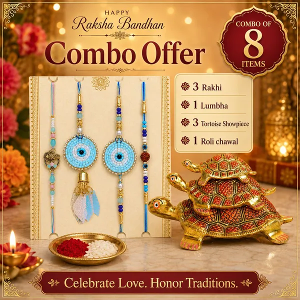 Chhariya_Crafts_Bhaiya_Bhabhi_Rakhi_Combo_Set_Tortoise_Set_Of_3,_Chawal_Roli_Pack,_1_Designer_Lumba,_3_Rakhi_Assorted,_Gold,_Gold_Finish,_Jute,_Kundan,_Mauli_Thread,_Pearl,_Yarn_Showpiece,_Rakhi,_Chawal_Roli_Pack__Set_(Tortoise_Set_Of_3,_Chawal_Roli_Pack,_1_Designer_Lumba,_3_Rakhi)