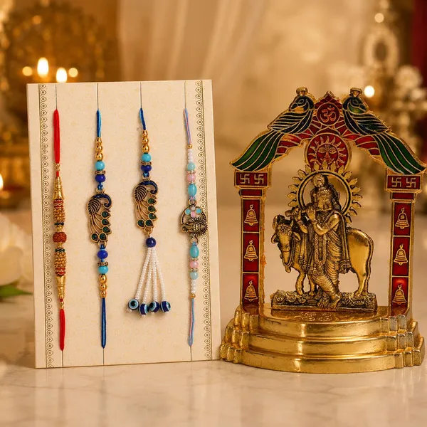 Chhariya_Crafts_Bhaiya_Bhabhi_Rakhi_Combo_Set_1_Krishna,_Chawal_Roli_Pack,_1_Designer_Lumba,_3_Rakhi_Assorted,_Gold,_Gold_Finish,_Jute,_Kundan,_Mauli_Thread,_Pearl,_Yarn_Rakhi,_Chawal_Roli_Pack,_Showpiece__Set_(1_Krishna_Idol,Chawal_Roli_Pack,_1_Designer_Lumba,_3_Rakhi)