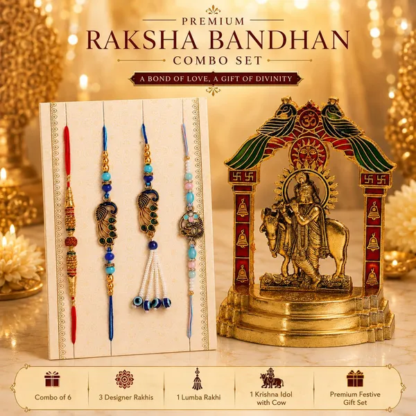 Chhariya_Crafts_Bhaiya_Bhabhi_Rakhi_Combo_Set_1_Krishna,_Chawal_Roli_Pack,_1_Designer_Lumba,_3_Rakhi_Assorted,_Gold,_Gold_Finish,_Jute,_Kundan,_Mauli_Thread,_Pearl,_Yarn_Rakhi,_Chawal_Roli_Pack,_Showpiece__Set_(1_Krishna_Idol,Chawal_Roli_Pack,_1_Designer_Lumba,_3_Rakhi)