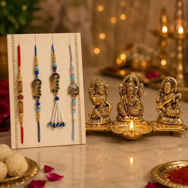 Chhariya_Crafts_Bhaiya_Bhabhi_Rakhi_Combo_Set_1_L_G_S_Idol,_Chawal_Roli_Pack,_1_Designer_Lumba,_3_Rakhi_Assorted,_Gold,_Gold_Finish,_Jute,_Kundan,_Mauli_Thread,_Pearl,_Yarn_Rakhi,_Chawal_Roli_Pack,_Showpiece__Set_(1_Laxmi_Ganesh_Saraswati,_Chawal_Roli_Pack,_1_Designer_Lumba,_3_Rakhi)
