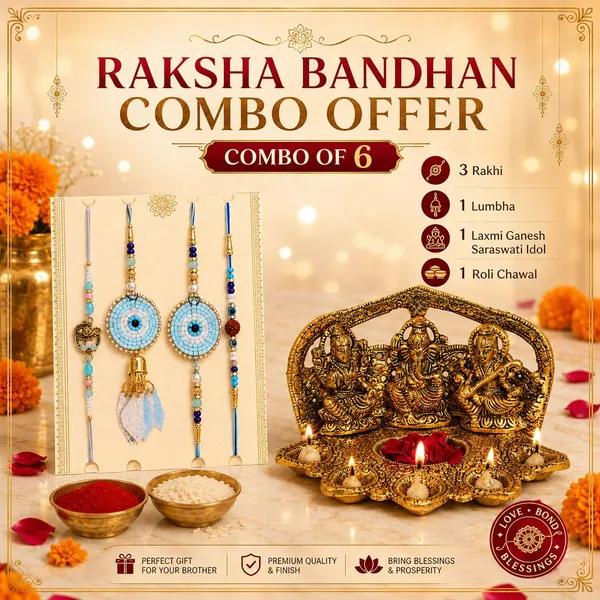 Chhariya_Crafts_Bhaiya_Bhabhi_Rakhi_Combo_Set_1_LGS_Diya,_Chawal_Roli_Pack,_1_Designer_Lumba,_3_Rakhi_Assorted,_Gold,_Gold_Finish,_Jute,_Kundan,_Mauli_Thread,_Pearl,_Yarn_Rakhi,_Showpiece,_Chawal_Roli_Pack__Set_(1_LGS_Diya_Idol,_Chawal_Roli_Pack,_1_Designer_Lumba,_3_Rakhi)