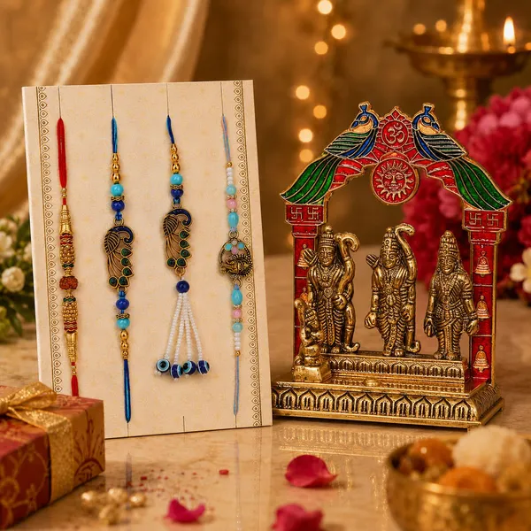 Chhariya_Crafts_Bhaiya_Bhabhi_Rakhi_Combo_Set_1_Ram_Darbar,_Chawal_Roli_Pack,_1_Designer_Lumba,_3_Rakhi_Assorted,_Gold,_Gold_Finish,_Jute,_Kundan,_Mauli_Thread,_Pearl,_Yarn_Rakhi,_Chawal_Roli_Pack,_Showpiece__Set_(1_Ram_Darbar,_1_Chawal_Roli_Pack,_1_Designer_Lumba,_3_Rakhi)