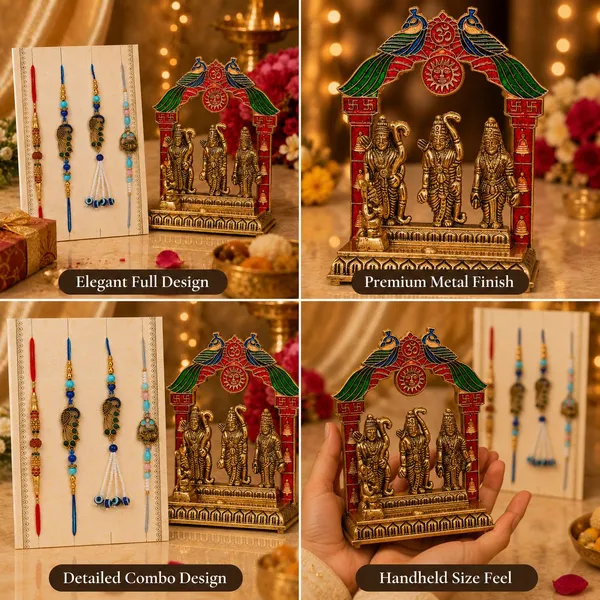 Chhariya_Crafts_Bhaiya_Bhabhi_Rakhi_Combo_Set_1_Ram_Darbar,_Chawal_Roli_Pack,_1_Designer_Lumba,_3_Rakhi_Assorted,_Gold,_Gold_Finish,_Jute,_Kundan,_Mauli_Thread,_Pearl,_Yarn_Rakhi,_Chawal_Roli_Pack,_Showpiece__Set_(1_Ram_Darbar,_1_Chawal_Roli_Pack,_1_Designer_Lumba,_3_Rakhi)