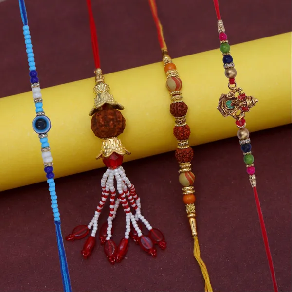 Chhariya_Crafts_Bhaiya_Bhabhi_Rakhi_Combo_Set_1_Cow,_Chawal_Roli_Pack,_1_Designer_Lumba,_3_Rakhi_Assorted,_Gold,_Gold_Finish,_Jute,_Kundan,_Mauli_Thread,_Pearl,_Yarn_Rakhi,_Chawal_Roli_Pack,_Showpiece__Set_(1_Cow,_1_Chawal_Roli_Pack,_1_Designer_Lumba,_3_Rakhi)