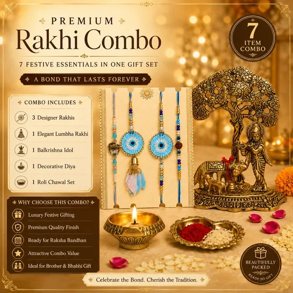 Chhariya_Crafts_Bhaiya_Bhabhi_Rakhi_Combo_Set_1_Krishna,_1_Diya,_Chawal_Roli_Pack,_1_Designer_Lumba,_3_Rakhi_Assorted,_Gold,_Gold_Finish,_Jute,_Kundan,_Mauli_Thread,_Pearl,_Yarn_Rakhi,_Chawal_Roli_Pack,_Showpiece__Set_(1_Krishna,_1_Diya,_1_Chawal_Roli_Pack,_1_Designer_Lumba,_3_Rakhi)