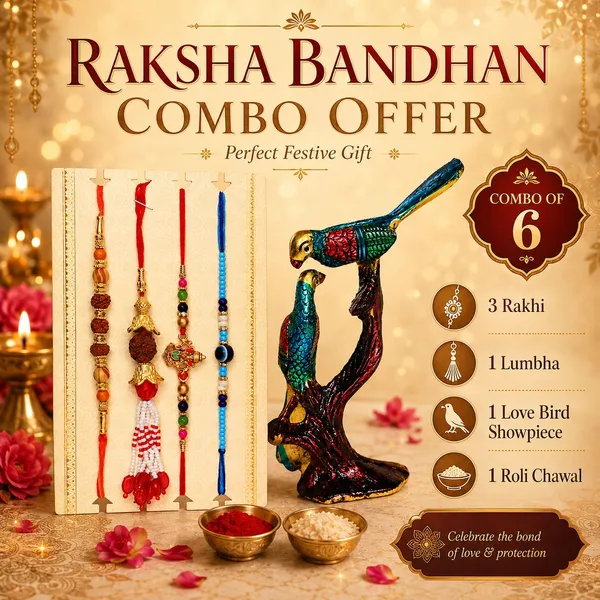 Chhariya_Crafts_Bhaiya_Bhabhi_Rakhi_Combo_Set_1_Kissing_Bird,_Chawal_Roli_Pack,_1_Designer_Lumba,_3_Rakhi_Assorted,_Gold,_Gold_Finish,_Jute,_Kundan,_Mauli_Thread,_Pearl,_Yarn_Rakhi,_Chawal_Roli_Pack,_Showpiece__Set_(1_Kissing_Bird,_1_Chawal_Roli_Pack,_1_Designer_Lumba,_3_Rakhi)