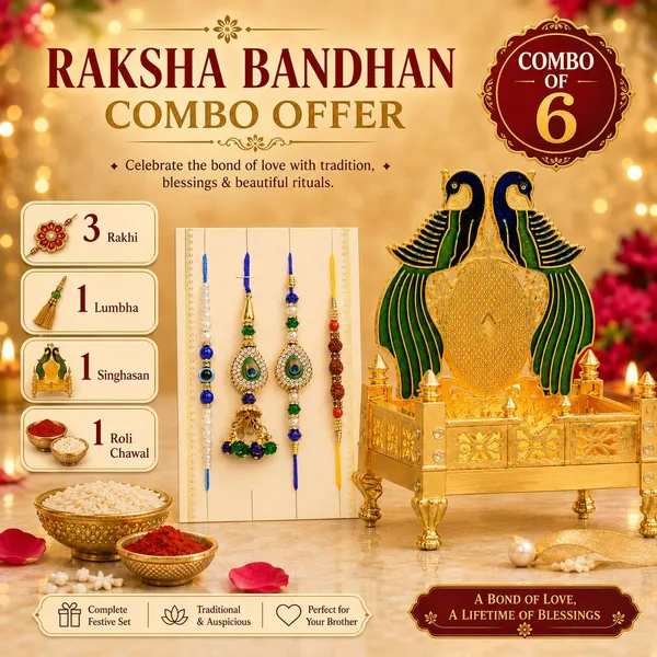 Chhariya_Crafts_Bhaiya_Bhabhi_Rakhi_Combo_Set_1_Sighasan,_Chawal_Roli_Pack,_1_Designer_Lumba,_3_Rakhi_Assorted,_Gold,_Gold_Finish,_Jute,_Kundan,_Mauli_Thread,_Pearl,_Yarn_Rakhi,_Chawal_Roli_Pack,_Showpiece__Set_(1_Sighasan,_1_Chawal_Roli_Pack,_1_Designer_Lumba,_3_Rakhi)