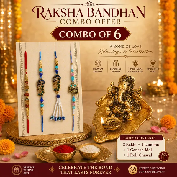 Chhariya_Crafts_Bhaiya_Bhabhi_Rakhi_Combo_Set_1_Ganesh_With_Diya,_Chawal_Roli_Pack,_1_Designer_Lumba,_3_Rakhi_Assorted,_Gold,_Gold_Finish,_Jute,_Kundan,_Mauli_Thread,_Pearl,_Yarn_Rakhi,_Chawal_Roli_Pack,_Showpiece,_Lumba__Set_(1_Ganesh_With_Diya,_1_Chawal_Roli_Pack,_1_Designer_Lumba,_3_Rakhi)