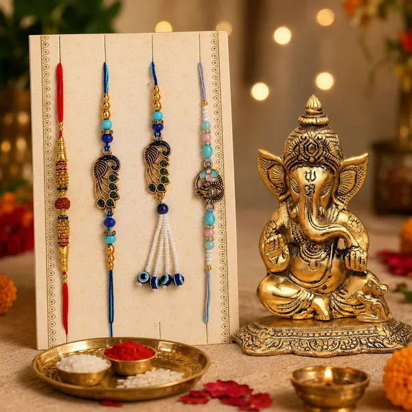 Chhariya_Crafts_Bhaiya_Bhabhi_Rakhi_Combo_Set_1_Ganesh_Murti,_Chawal_Roli_Pack,_1_Designer_Lumba,_3_Rakhi_Assorted,_Gold,_Gold_Finish,_Jute,_Kundan,_Mauli_Thread,_Pearl,_Zardosi_Rakhi,_Showpiece,_Chawal_Roli_Pack__Set_(1_Ganesh_Murti,_Chawal_Roli_Pack,_1_Designer_Lumba,_3_Rakhi)