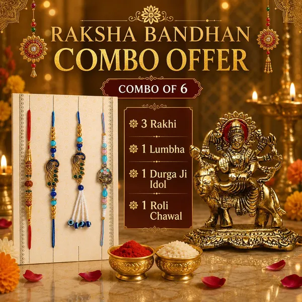 Chhariya_Crafts_Bhaiya_Bhabhi_Rakhi_Combo_Set_1_Durga_Ji_Murti,_Chawal_Roli_Pack,_1_Designer_Lumba,_3_Rakhi_Assorted,_Gold,_Gold_Finish,_Jute,_Kundan,_Mauli_Thread,_Pearl,_Zardosi_Rakhi,_Showpiece,_Chawal_Roli_Pack__Set_(1_Durga_Ji_Murti,_Chawal_Roli_Pack,_1_Designer_Lumba,_3_Rakhi)