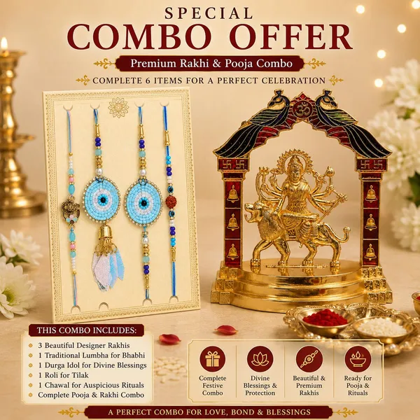 Chhariya_Crafts_Bhaiya_Bhabhi_Rakhi_Combo_Set_1_Durga_Idol,_Chawal_Roli_Pack,_1_Designer_Lumba,_3_Rakhi_Assorted,_Gold,_Gold_Finish,_Jute,_Kundan,_Mauli_Thread,_Pearl,_Zardosi_Rakhi,_Showpiece,_Chawal_Roli_Pack__Set_(1_Durga_Idol,_Chawal_Roli_Pack,_1_Designer_Lumba,_3_Rakhi)