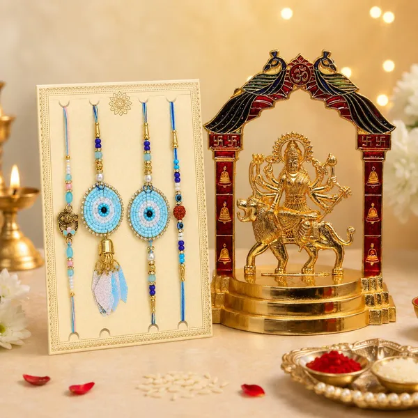Chhariya_Crafts_Bhaiya_Bhabhi_Rakhi_Combo_Set_1_Durga_Idol,_Chawal_Roli_Pack,_1_Designer_Lumba,_3_Rakhi_Assorted,_Gold,_Gold_Finish,_Jute,_Kundan,_Mauli_Thread,_Pearl,_Zardosi_Rakhi,_Showpiece,_Chawal_Roli_Pack__Set_(1_Durga_Idol,_Chawal_Roli_Pack,_1_Designer_Lumba,_3_Rakhi)