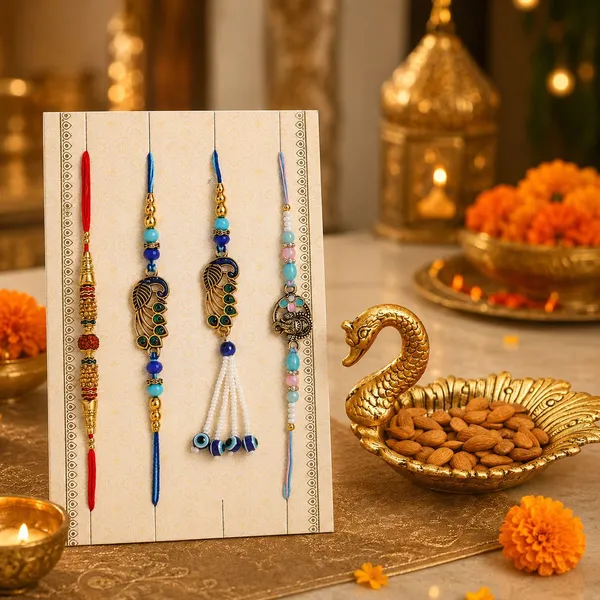 Chhariya_Crafts_Bhaiya_Bhabhi_Rakhi_Combo_Set_1_Duck_Tray,_Chawal_Roli_Pack,_1_Designer_Lumba,_3_Rakhi_Assorted,_Gold,_Gold_Finish,_Jute,_Kundan,_Mauli_Thread,_Pearl,_Zardosi_Rakhi,_Showpiece,_Chawal_Roli_Pack,_Lumba__Set_(1_Duck_Tray,_Chawal_Roli_Pack,_1_Designer_Lumba,_3_Rakhi)