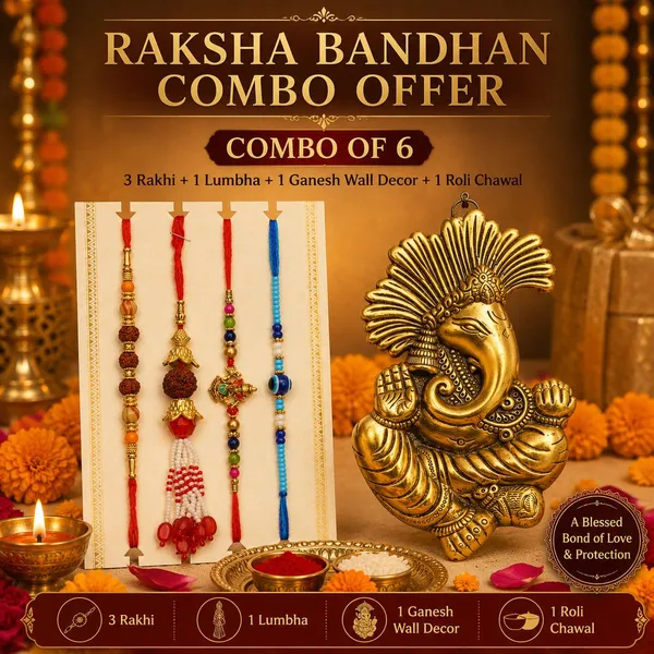 Chhariya_Crafts_Bhaiya_Bhabhi_Rakhi_Combo_Set_1_Ganesh_Sitting,_Chawal_Roli_Pack,_1_Designer_Lumba,_3_Rakhi_Assorted,_Gold,_Gold_Finish,_Jute,_Kundan,_Mauli_Thread,_Pearl,_Zardosi_Rakhi,_Showpiece,_Diya,_Lumba__Set_(1_Ganesh_Sitting,_Chawal_Roli_Pack,_1_Designer_Lumba,_3_Rakhi)