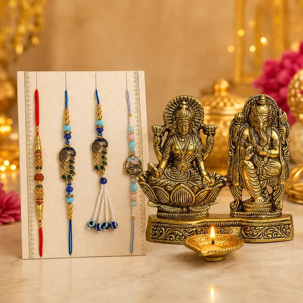 Chhariya_Crafts_Bhaiya_Bhabhi_Rakhi_Combo_Set_1_Laxmi_Ganesh_Ji,_Chawal_Roli_Pack,_1_Designer_Lumba,_3_Rakhi_Assorted,_Gold,_Gold_Finish,_Jute,_Kundan,_Mauli_Thread,_Pearl,_Zardosi_Rakhi,_Showpiece,_Diya,_Chawal_Roli_Pack__Set_(1_Laxmi_Ganesh_Deepak,_Chawal_Roli_Pack,_1_Designer_Lumba,_3_Rakhi)