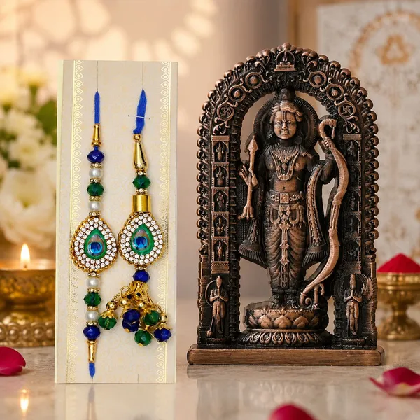 Chhariya_Crafts_Bhaiya_Bhabhi_Bhaiya_Bhabhi_Rakhi_Combo_Gift_Set_Assorted,_Gold,_Gold_Finish,_Jute,_Kundan,_Mauli_Thread,_Pearl,_Yarn_Rakhi,_Chawal_Roli_Pack,_Showpiece__Set_(1_Ram_Lalla_Idol,_1_Chawal_Roli_Pack,_1_Designer_Lumba,_1_Designer_Rakhi)