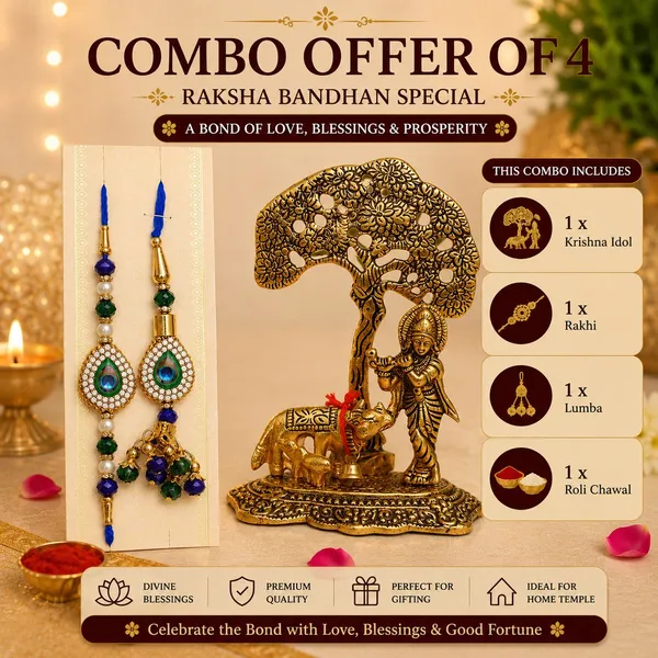 Chhariya_Crafts_Bhaiya_Bhabhi_Bhaiya_Bhabhi_Rakhi_Combo_Gift_Set_Assorted,_Gold,_Gold_Finish,_Jute,_Kundan,_Mauli_Thread,_Pearl,_Yarn_Rakhi,_Chawal_Roli_Pack,_Showpiece__Set_(1_Krishna_Idol,_1_Chawal_Roli_Pack,_1_Designer_Lumba,_1_Designer_Rakhi)