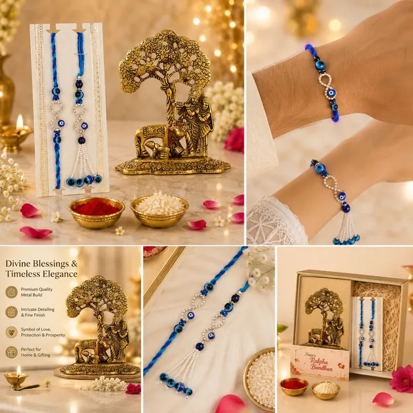 Chhariya_Crafts_Bhaiya_Bhabhi_Bhaiya_Bhabhi_Rakhi_Combo_Gift_Set_Assorted,_Gold,_Gold_Finish,_Jute,_Kundan,_Mauli_Thread,_Pearl,_Yarn_Rakhi,_Chawal_Roli_Pack,_Showpiece,_Lumba__Set_(1_Radha_Krishna_Idol,_1_Chawal_Roli_Pack,_1_Designer_Lumba,_1_Designer_Rakhi)