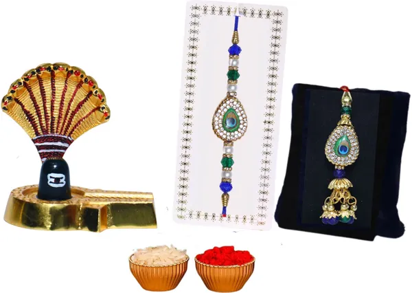 Chhariya_Crafts_Bhaiya_Bhabhi_Bhaiya_Bhabhi_Rakhi_Combo_Gift_Set_Assorted,_Gold,_Gold_Finish,_Jute,_Kundan,_Mauli_Thread,_Pearl,_Yarn_Rakhi,_Chawal_Roli_Pack,_Showpiece__Set_(1_Shiv_Ji_Idol,_1_Chawal_Roli_Pack,_1_Designer_Lumba,_1_Designer_Rakhi)