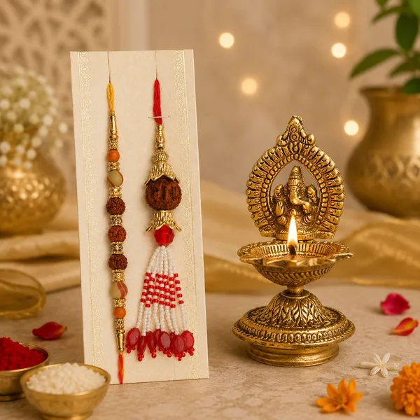 Chhariya_Crafts_Bhaiya_Bhabhi_Bhaiya_Bhabhi_Rakhi_Combo_Gift_Set_Assorted,_Gold,_Gold_Finish,_Jute,_Kundan,_Mauli_Thread,_Pearl,_Yarn_Rakhi,_Chawal_Roli_Pack,_Showpiece__Set_(1_Diya,_1_Chawal_Roli_Pack,_1_Designer_Lumba,_1_Designer_Rakhi)