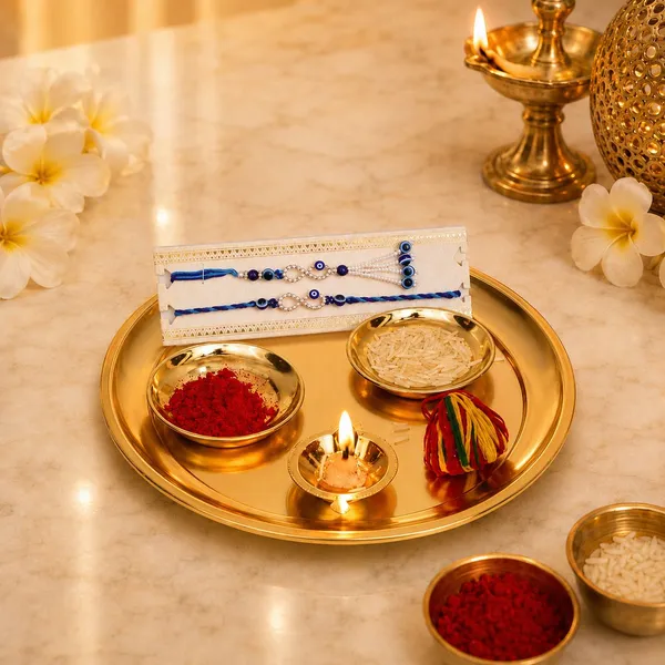 Chhariya_Crafts_Bhaiya_Bhabhi_Bhaiya_Bhabhi_Rakhi_Combo_Gift_Set_Assorted,_Gold,_Gold_Finish,_Jute,_Kundan,_Mauli_Thread,_Pearl,_Yarn_Rakhi,_Chawal_Roli_Pack,_Showpiece__Set_(1_Pooja_Thali_Set,_1_Chawal_Roli_Pack,_1_Designer_Lumba,_1_Designer_Rakhi)
