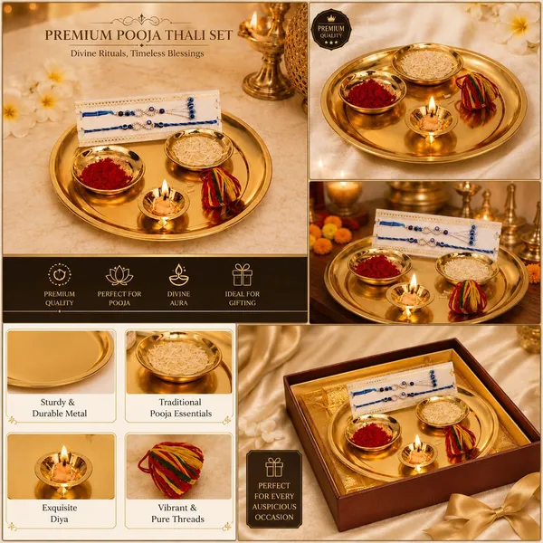 Chhariya_Crafts_Bhaiya_Bhabhi_Bhaiya_Bhabhi_Rakhi_Combo_Gift_Set_Assorted,_Gold,_Gold_Finish,_Jute,_Kundan,_Mauli_Thread,_Pearl,_Yarn_Rakhi,_Chawal_Roli_Pack,_Showpiece__Set_(1_Pooja_Thali_Set,_1_Chawal_Roli_Pack,_1_Designer_Lumba,_1_Designer_Rakhi)