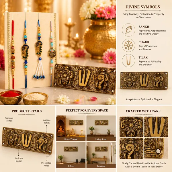 Chhariya_Crafts_Bhaiya_Bhabhi_Bhaiya_Bhabhi_Rakhi_Combo_Gift_Set_Assorted,_Gold,_Gold_Finish,_Jute,_Kundan,_Mauli_Thread,_Pearl,_Yarn_Rakhi,_Chawal_Roli_Pack,_Showpiece__Set_(1_Sankh_Chakra_Tilak,_1_Chawal_Roli_Pack,_1_Designer_Lumba,_1_Designer_Rakhi)